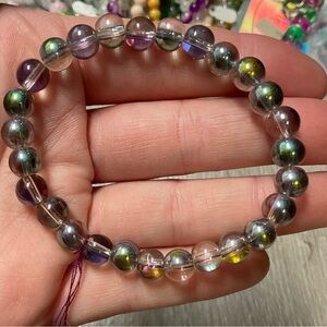 Oil Spill glass bead bracelet
